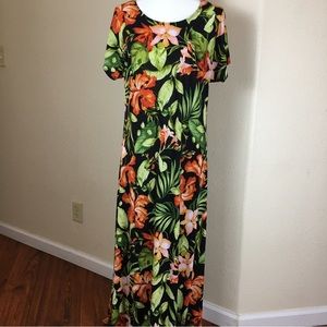 Attitudes by Renee Women's Knit Stretch Tropical Floral Maxi Dress Size Large